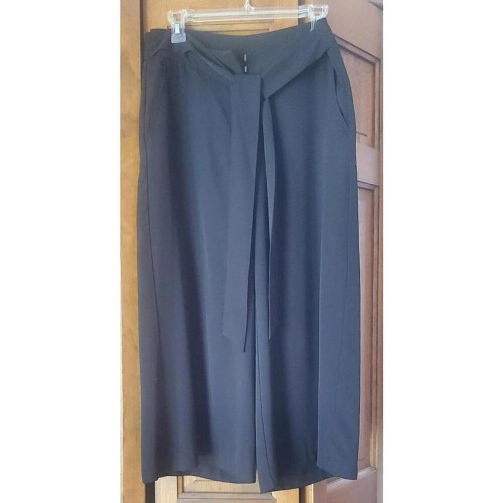 Black Wide Leg Gaucho Pants w/Removable Tie Belted Waist  Size 10